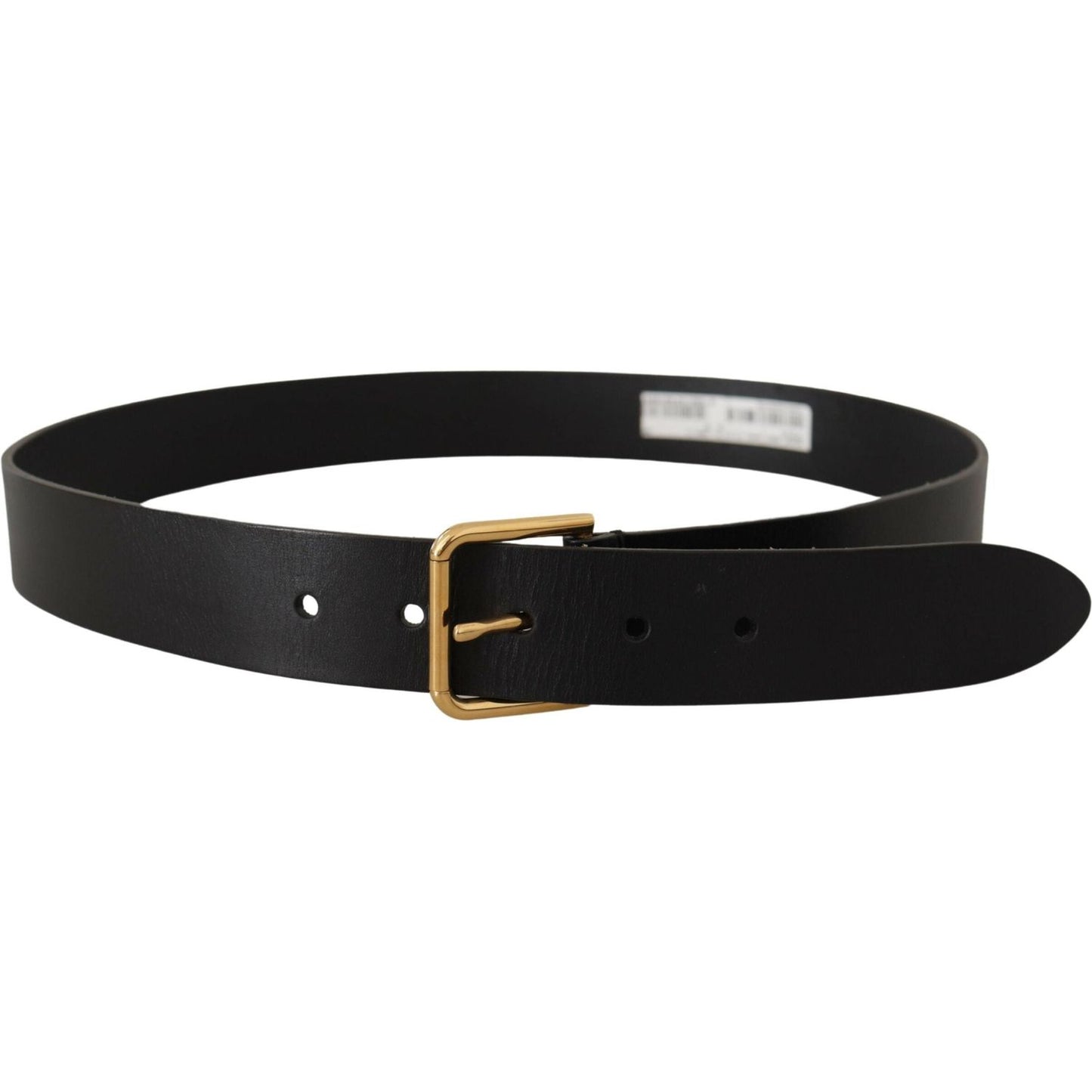 Dolce & Gabbana Elegant Black Leather Belt with Gold-Tone Buckle Dolce & Gabbana