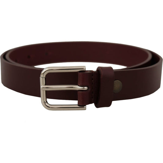 Dolce & Gabbana Elegant Maroon Leather Belt with Logo Buckle Dolce & Gabbana