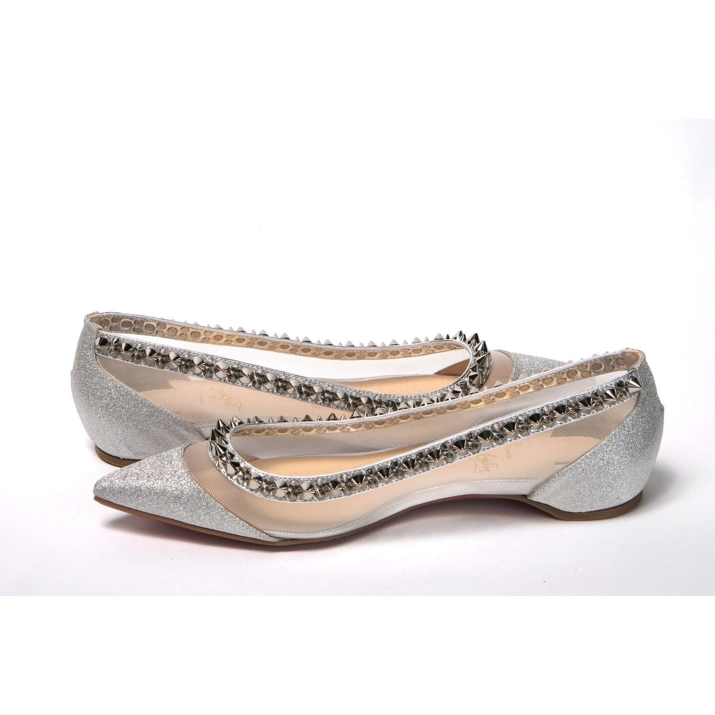 Christian Louboutin Silver Flat Point Toe Shoe Christian Louboutin