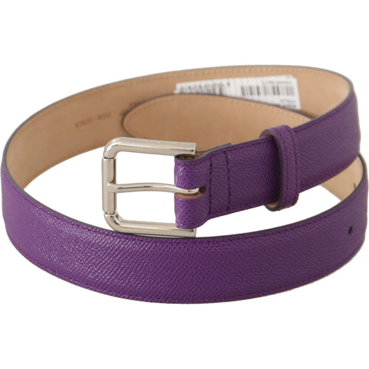 Elegant Purple Leather Belt with Logo Buckle