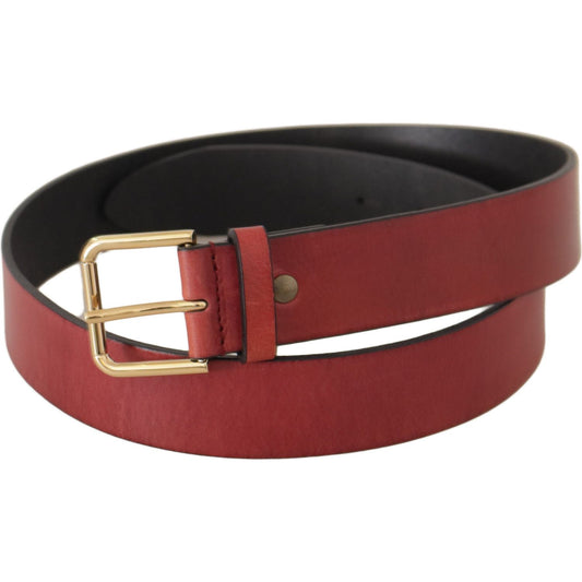 Dolce & Gabbana Elegant Red Leather Belt with Engraved Buckle Dolce & Gabbana