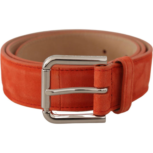 Elegant Suede Leather Belt in Vibrant Orange