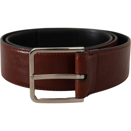 Dolce & Gabbana Elegant Leather Belt with Engraved Buckle Dolce & Gabbana