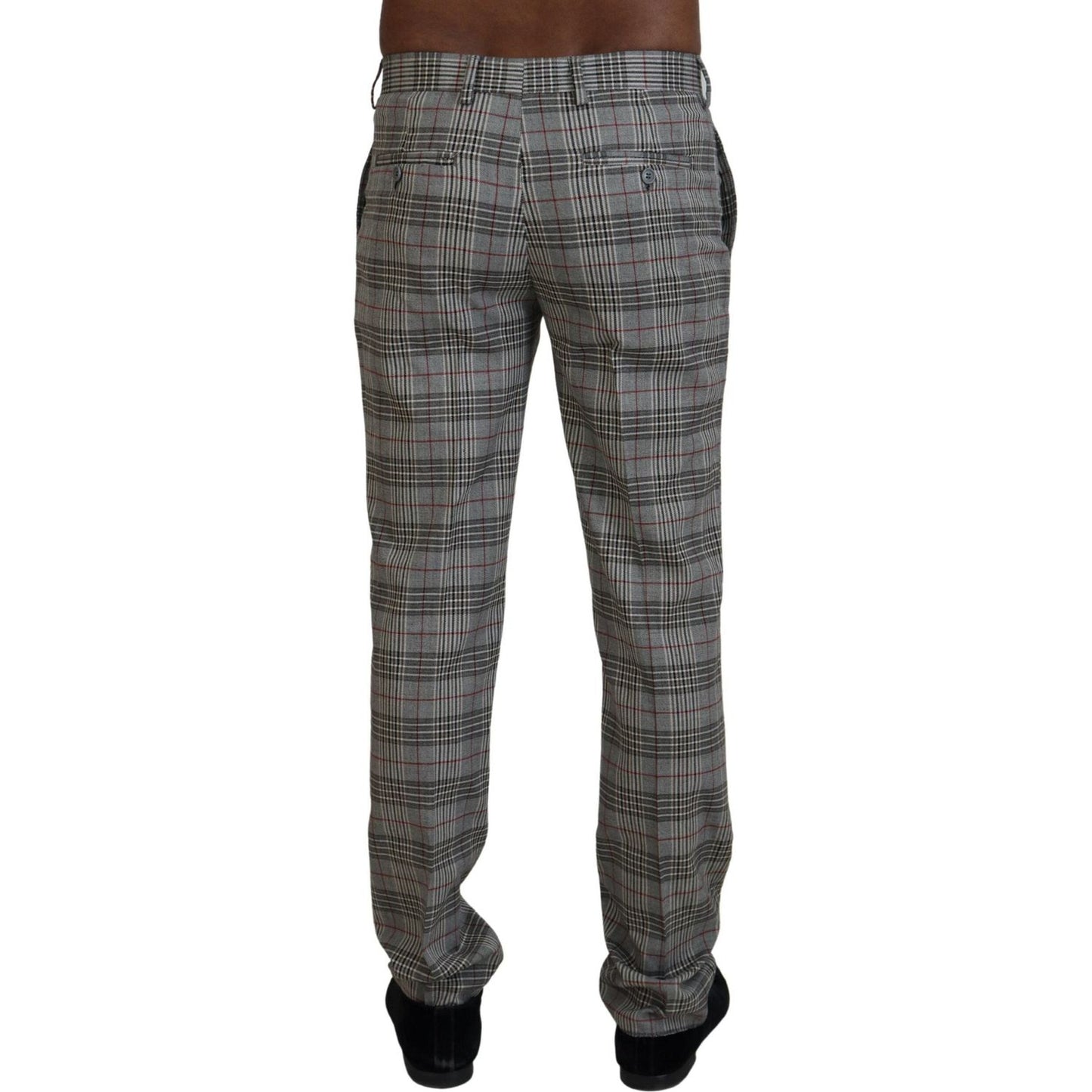 BENCIVENGA Elegant Gray Checkered Slim Men's Pants BENCIVENGA