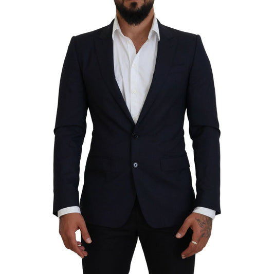 Dolce & Gabbana Elegant Blue Wool Silk Blazer Jacket Dolce & Gabbana