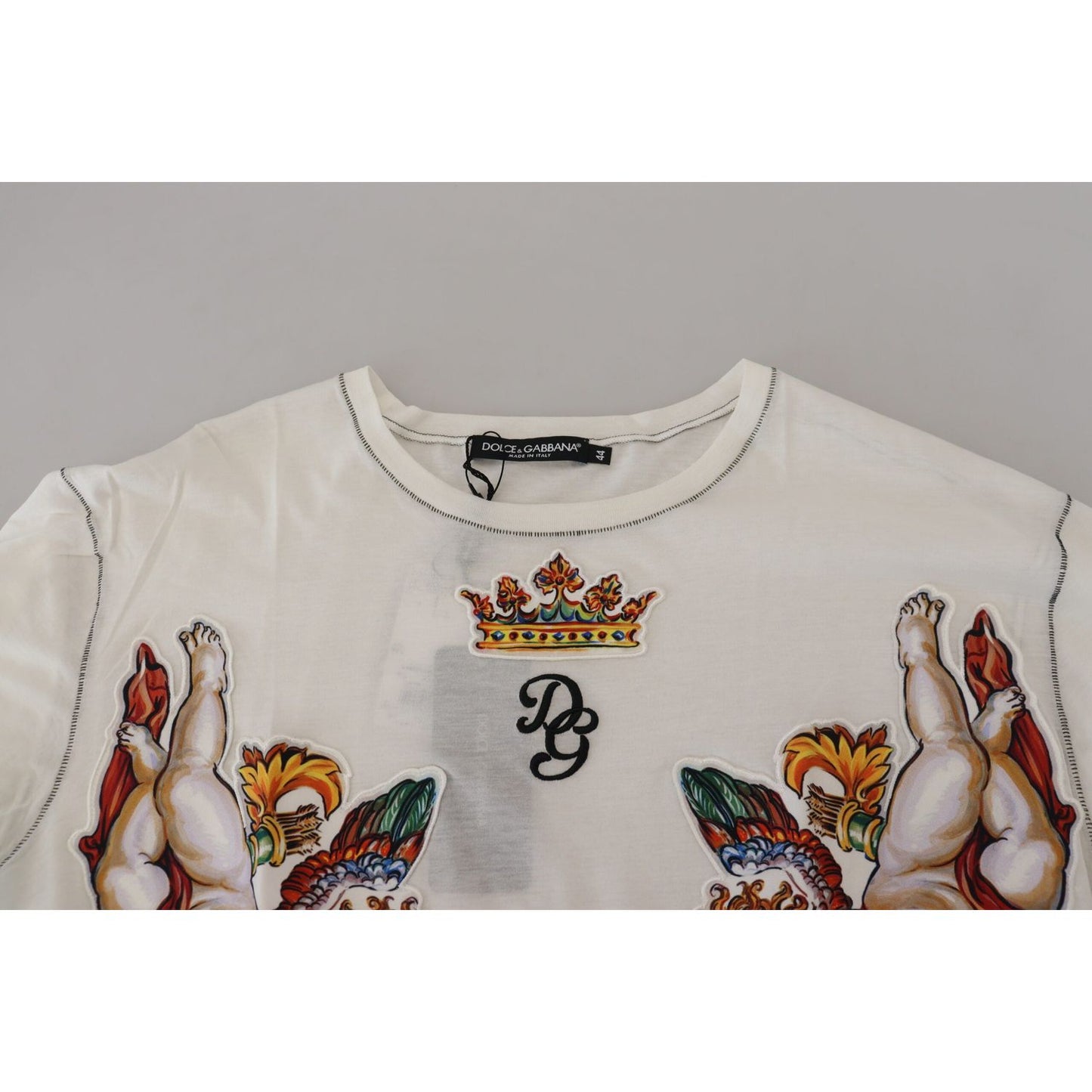 Dolce & Gabbana Elegant White Cotton-Silk Blend Tee Dolce & Gabbana