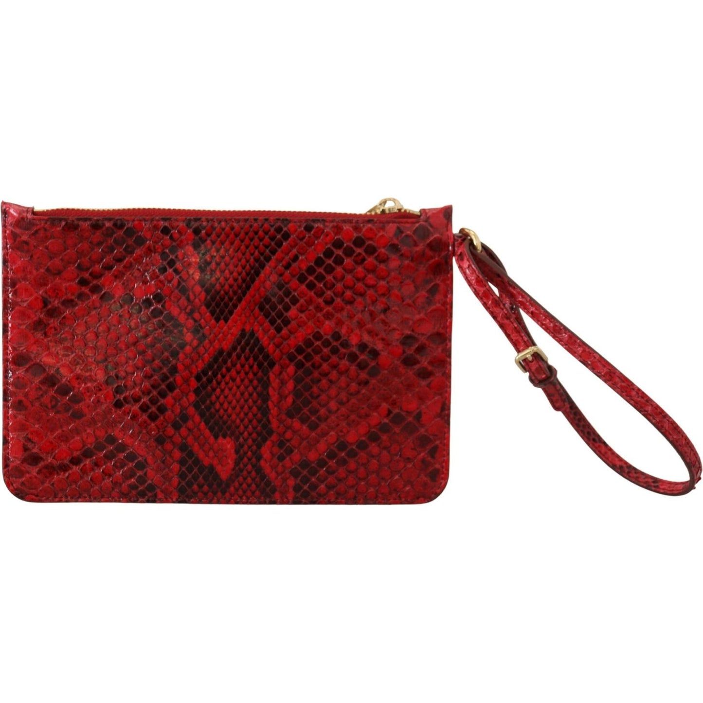 Dolce & Gabbana Elegant Red Leather Ayers Snake Clutch Dolce & Gabbana