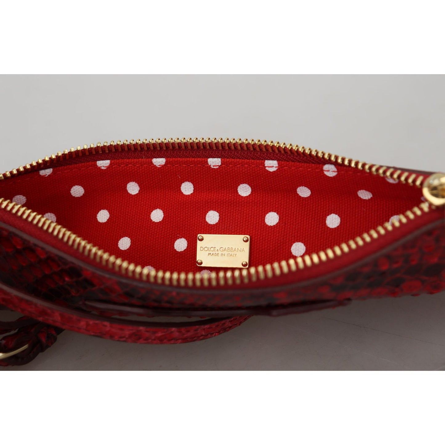 Dolce & Gabbana Elegant Red Leather Ayers Snake Clutch Dolce & Gabbana