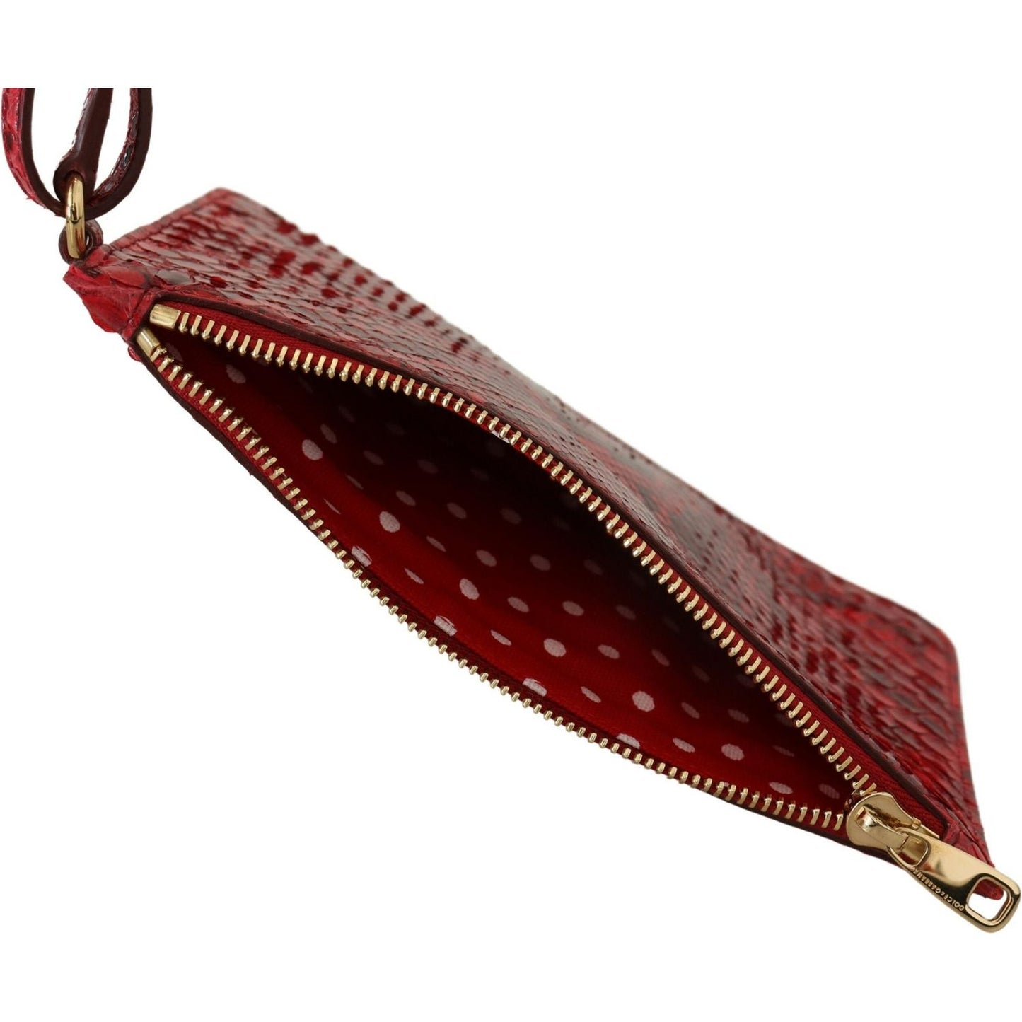 Dolce & Gabbana Elegant Red Leather Ayers Snake Clutch Dolce & Gabbana