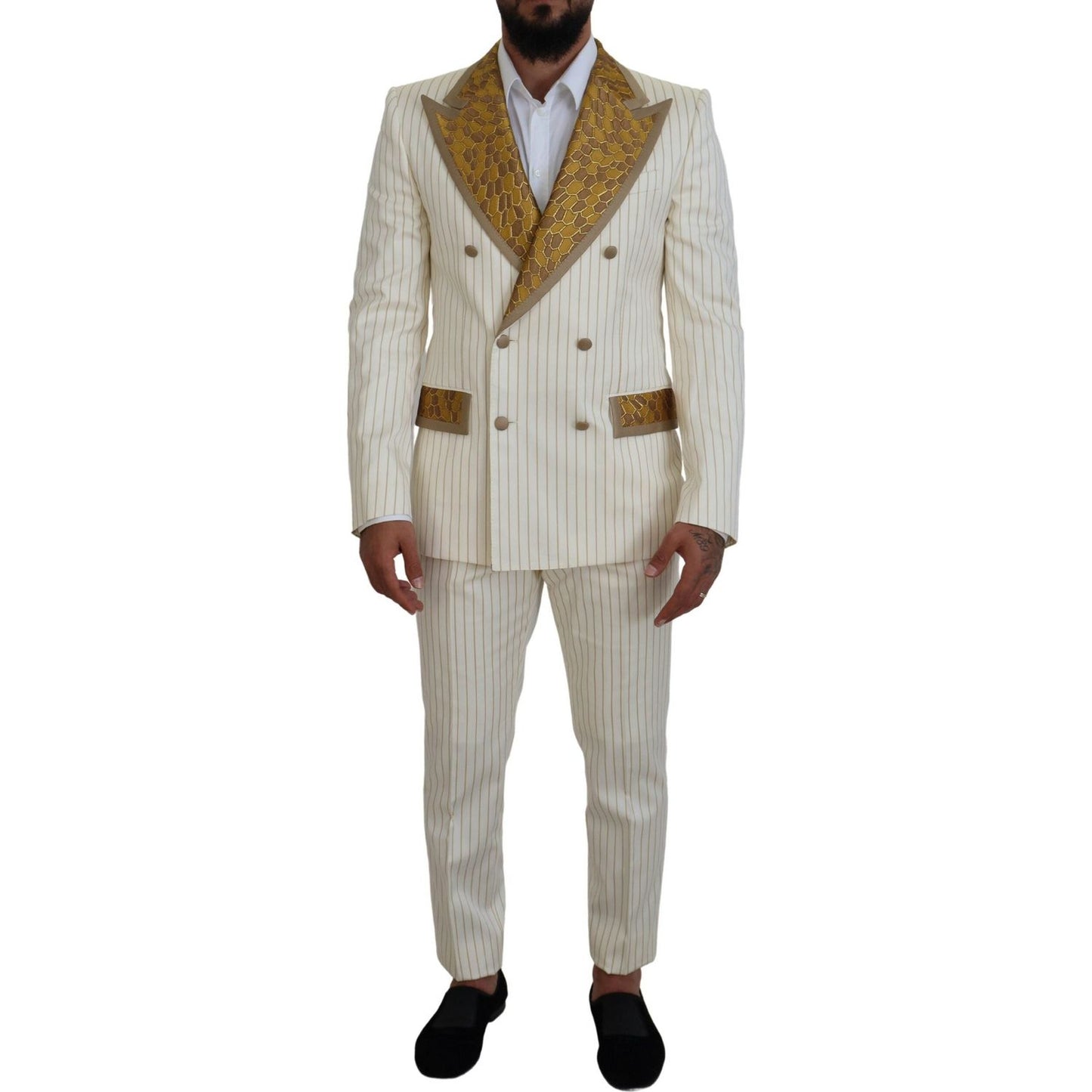 Dolce & Gabbana Elegant Off White Double Breasted Suit Dolce & Gabbana