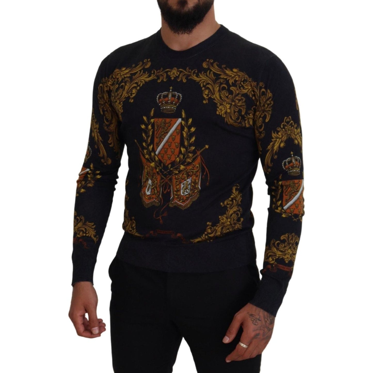 Dolce & Gabbana Baroque Medal Motive Silk Sweater Dolce & Gabbana