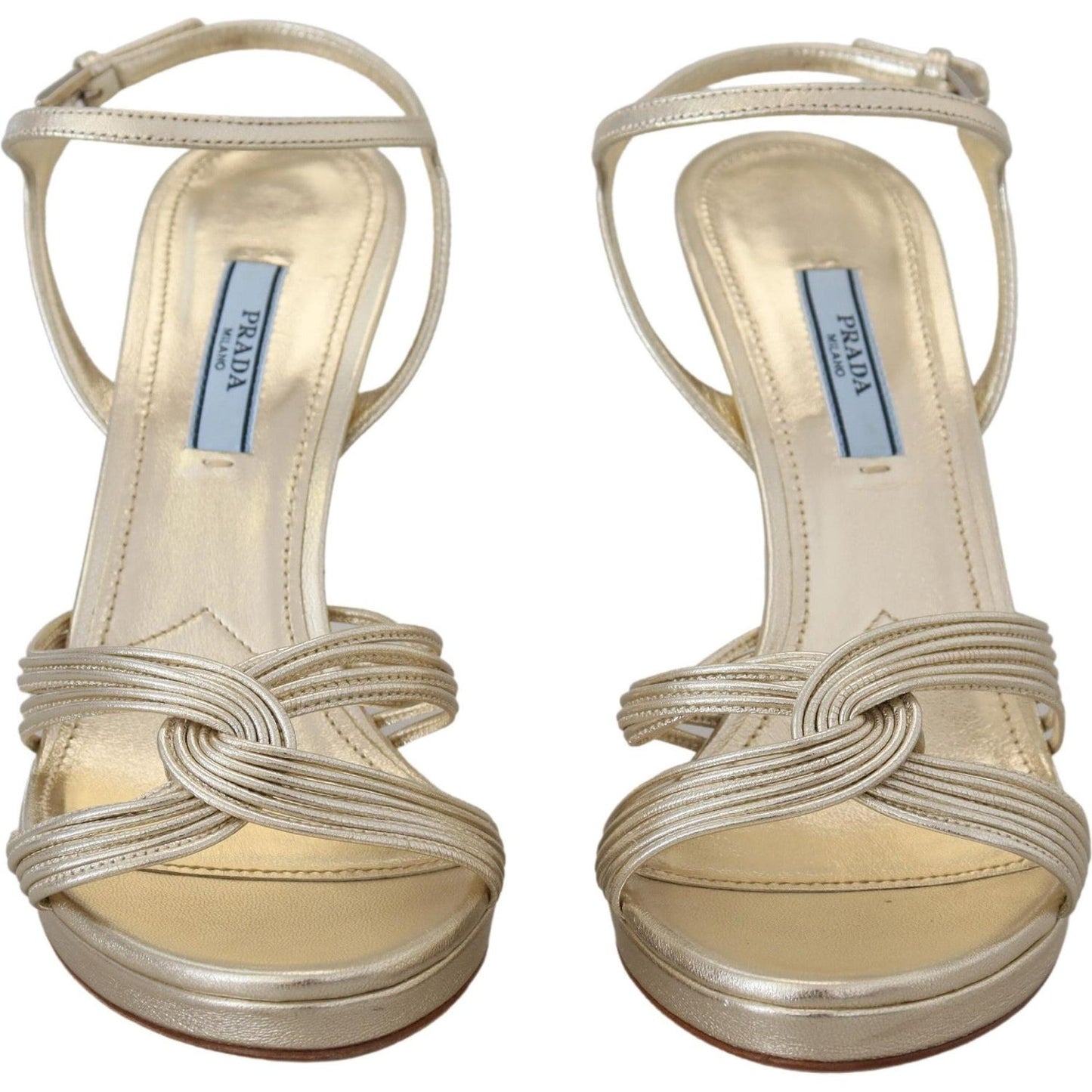 Prada Elegant Gold Stiletto Heel Sandals Prada