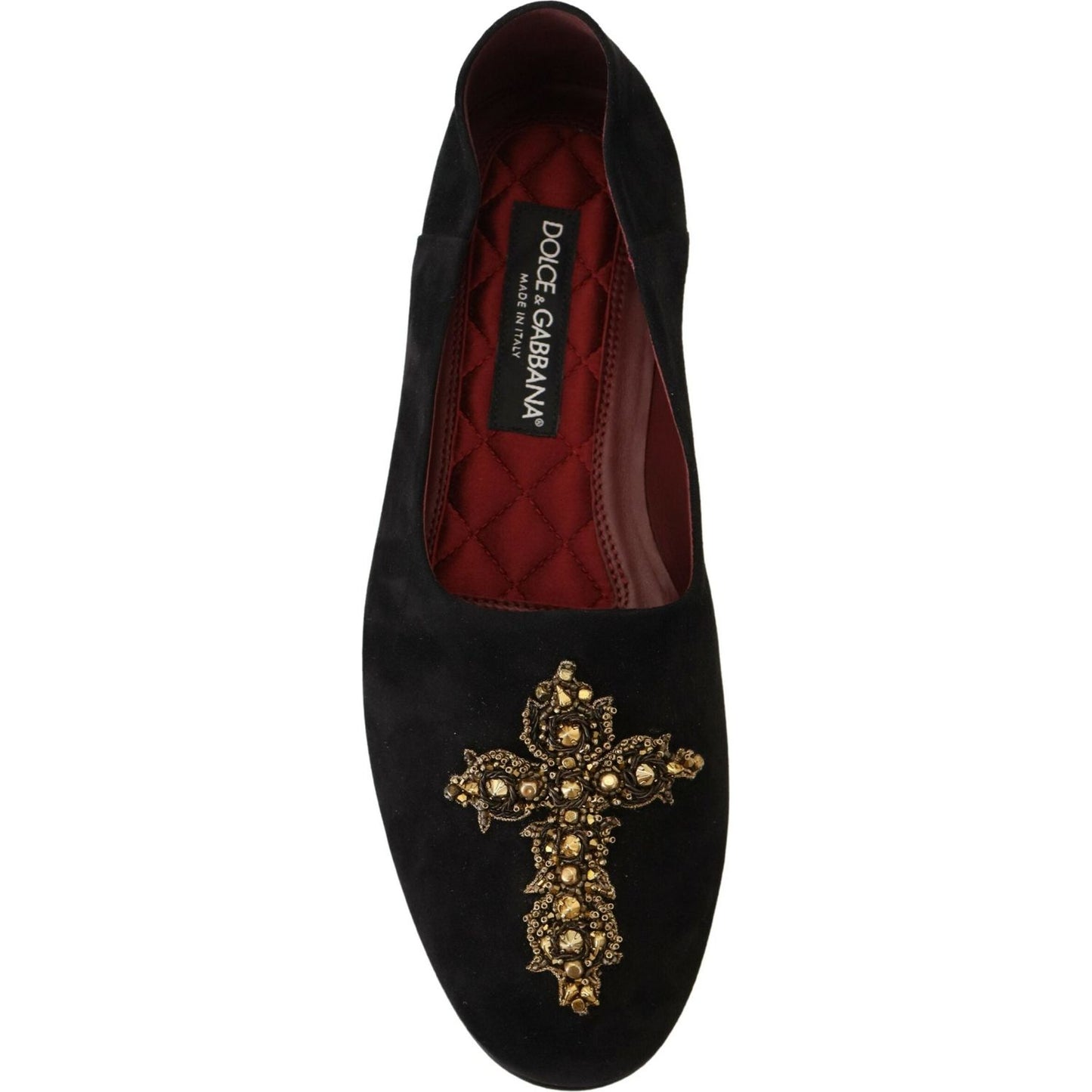 Dolce & Gabbana Black Gold Crystal Sequined Loafers Dolce & Gabbana