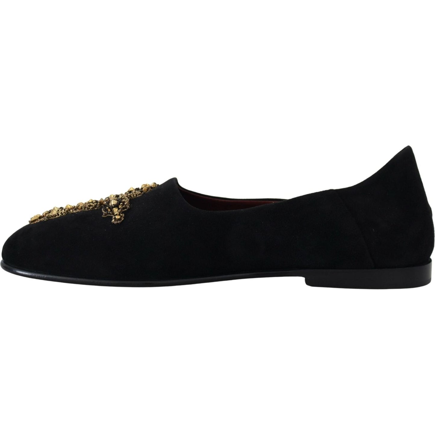 Dolce & Gabbana Black Gold Crystal Sequined Loafers Dolce & Gabbana