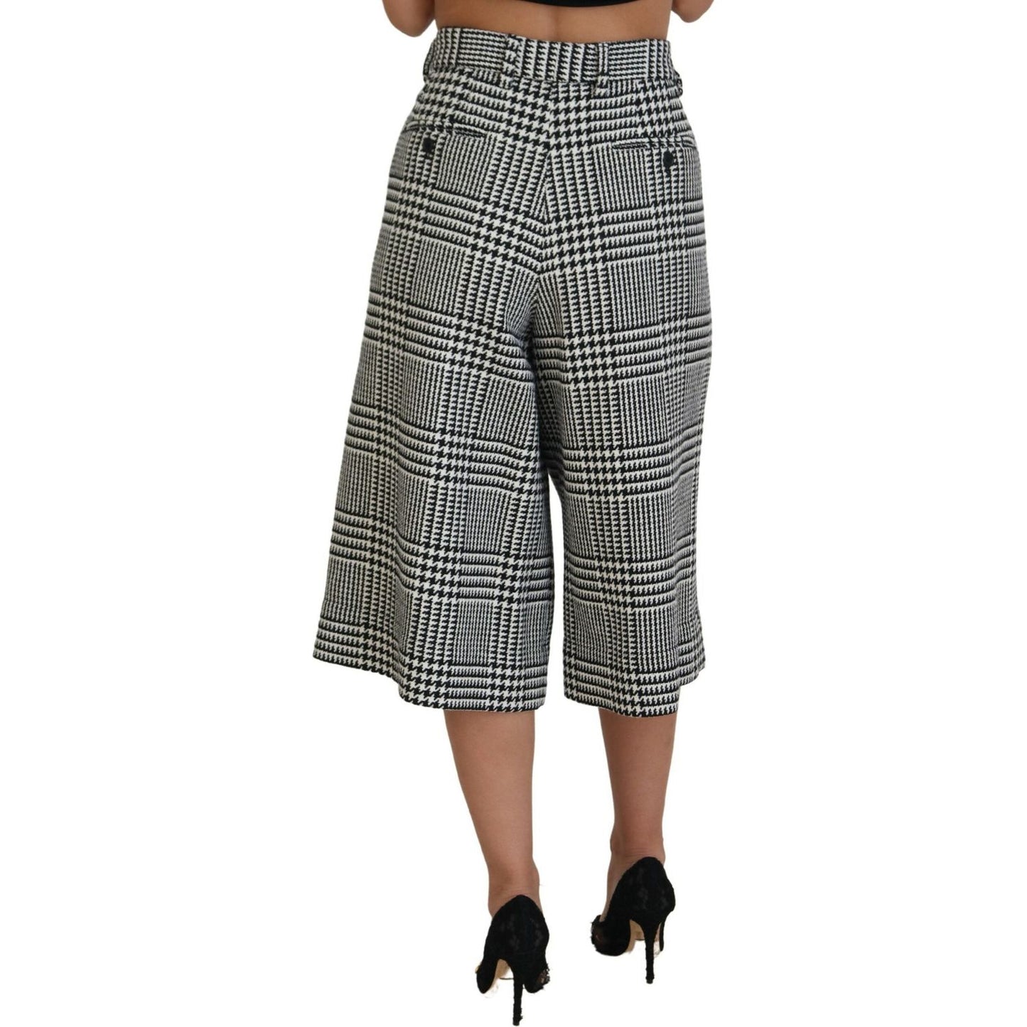 Dolce & Gabbana Elegant High Waist Plaid Midi Pants Dolce & Gabbana