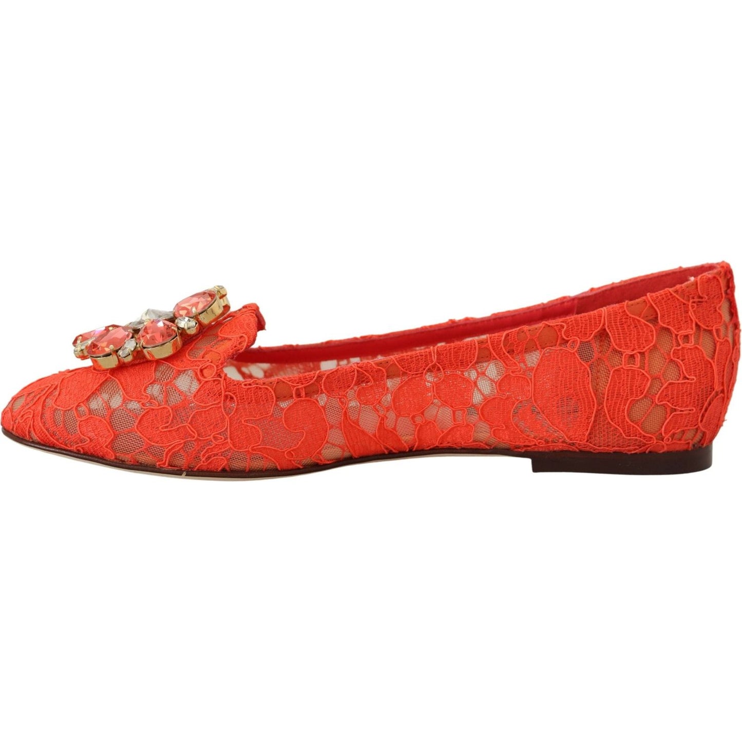 Dolce & Gabbana Elegant Lace Vally Flats in Coral Red Dolce & Gabbana