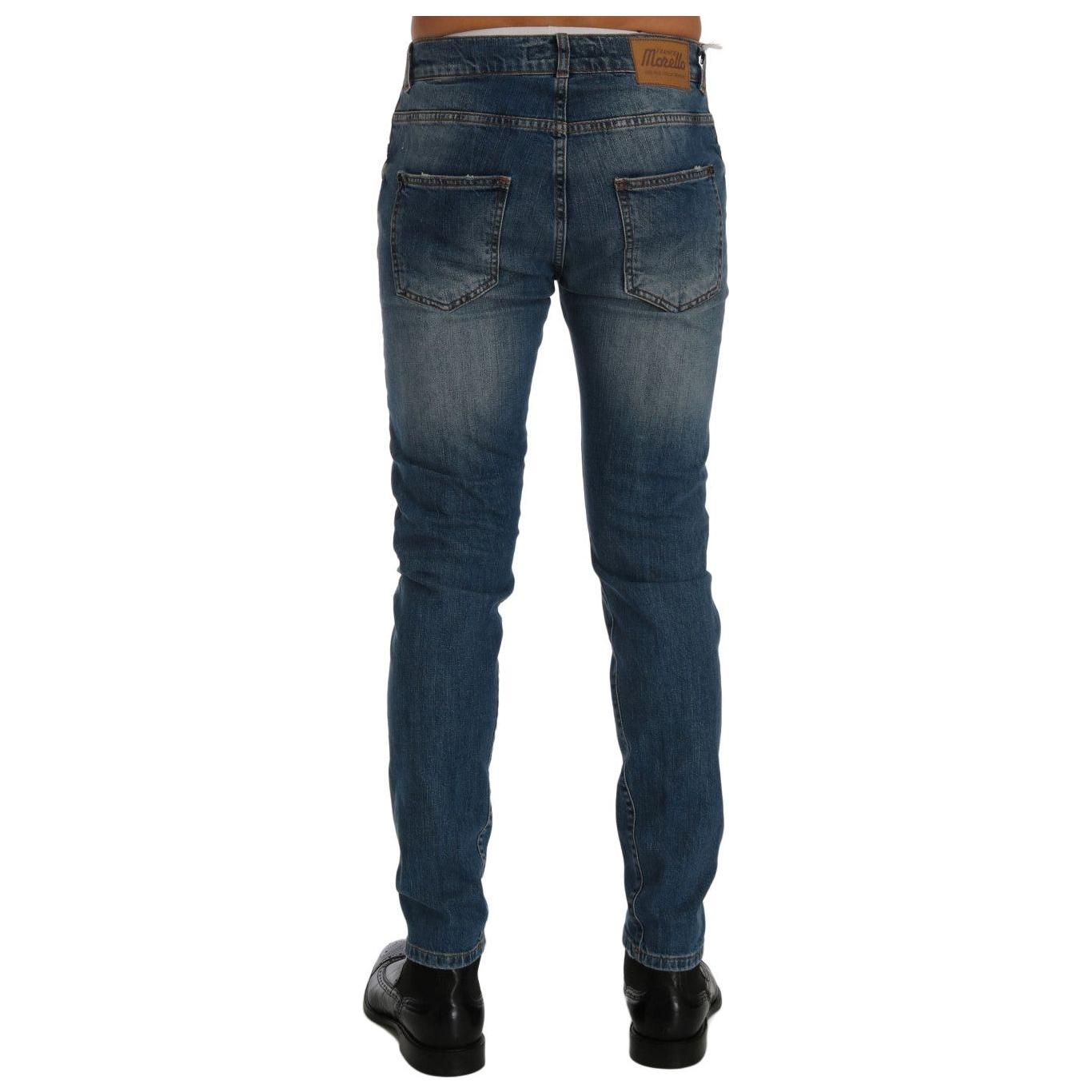 Frankie Morello Svelte Italian Denim - Slim Fit Blue Jeans Frankie Morello