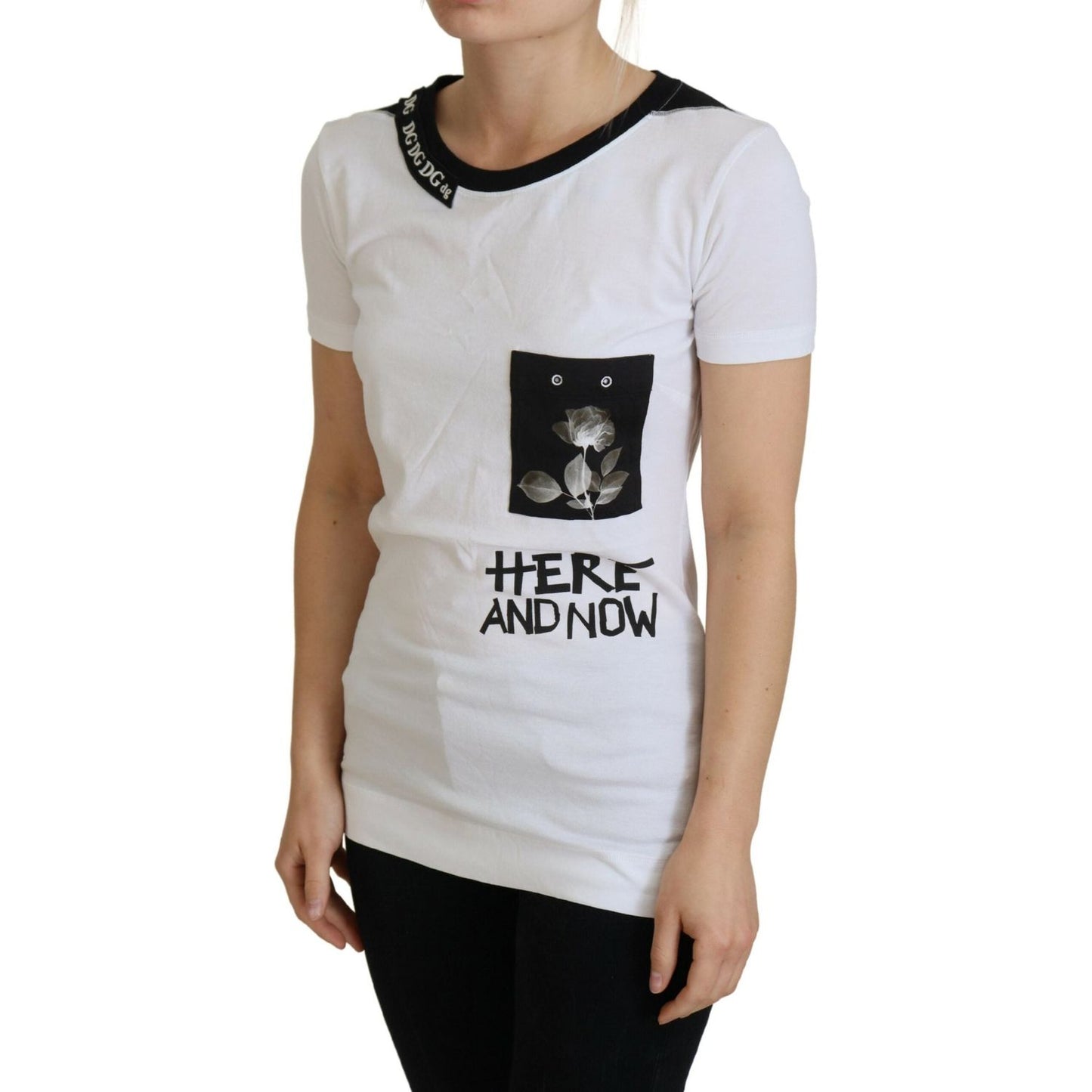 Dolce & Gabbana Chic Monochrome 'Here and Now' Cotton Tee Dolce & Gabbana