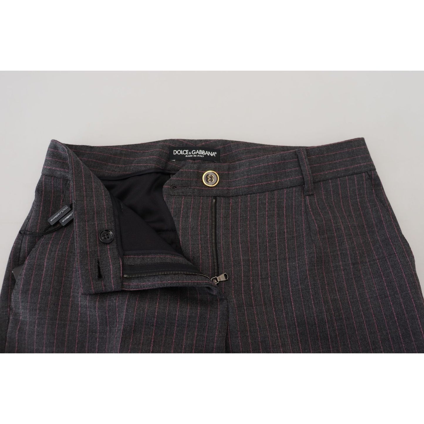 Dolce & Gabbana Elegant Gray Striped Tapered Pants Dolce & Gabbana