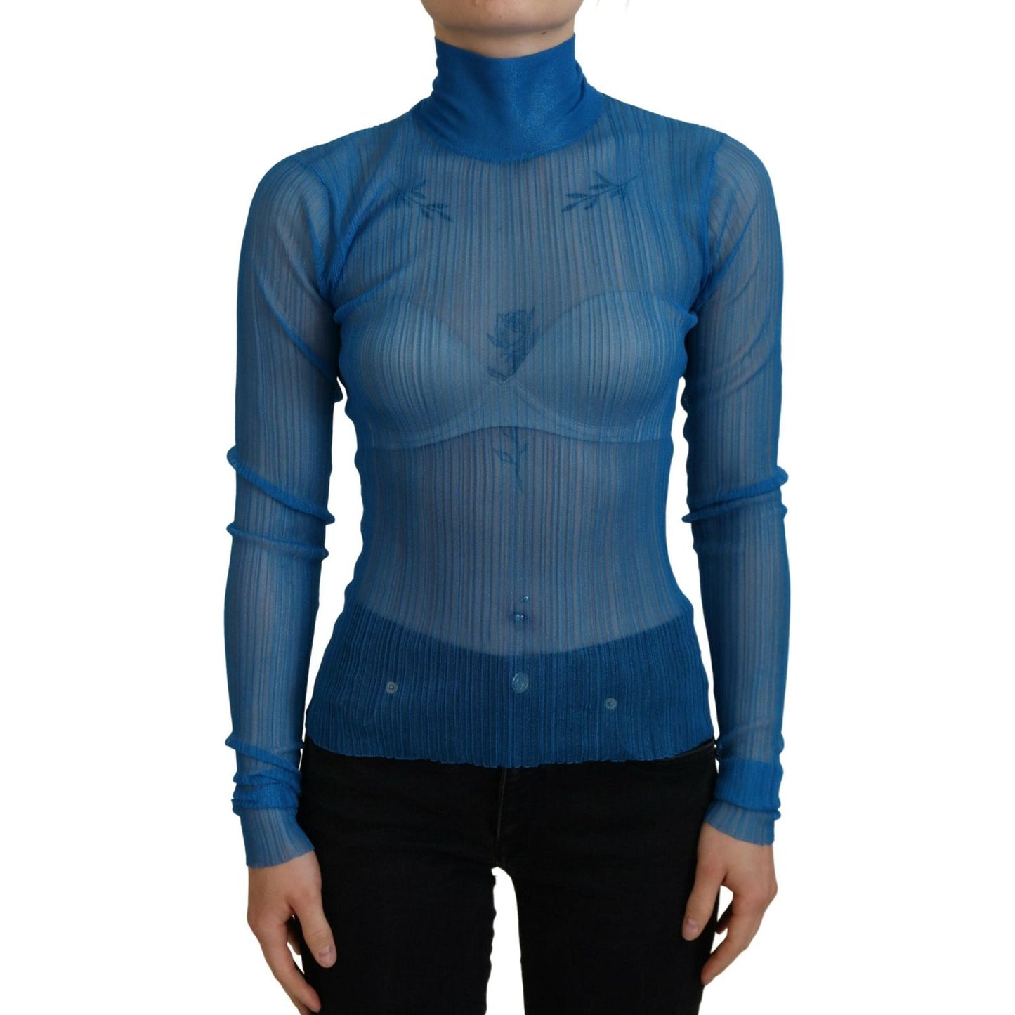 Dolce & Gabbana Elegant Blue Mesh Blouse Top Dolce & Gabbana