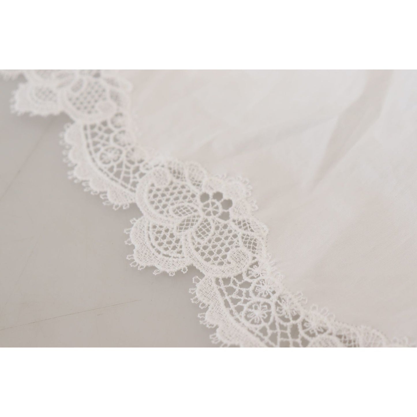 Dolce & Gabbana Elegant White Lace Trim Cotton Blouse Dolce & Gabbana