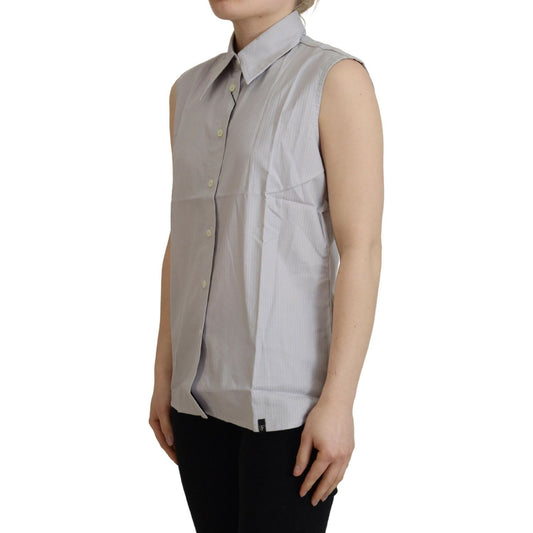 Ferre Elegant Sleeveless Cotton Polo Top Ferre