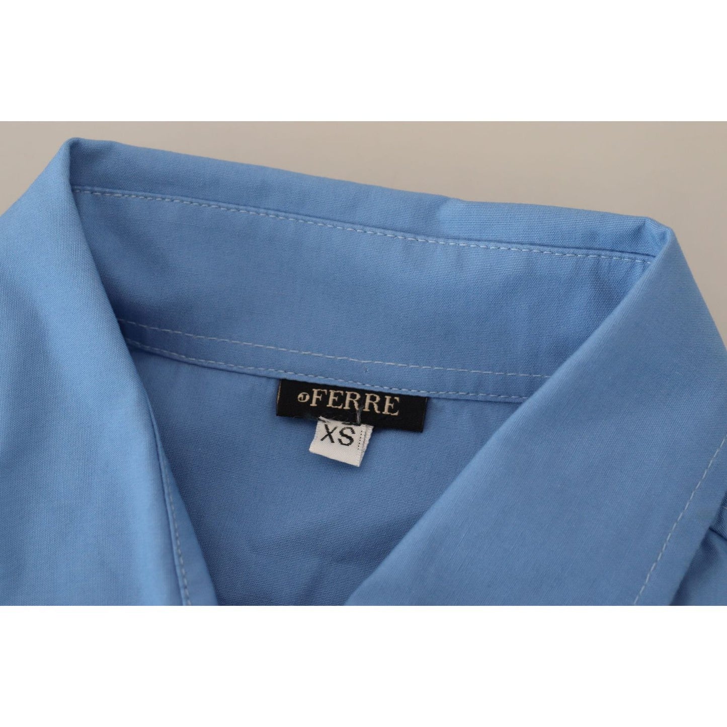 Ferre Elegant Blue Cotton Long Sleeve Polo Top Ferre