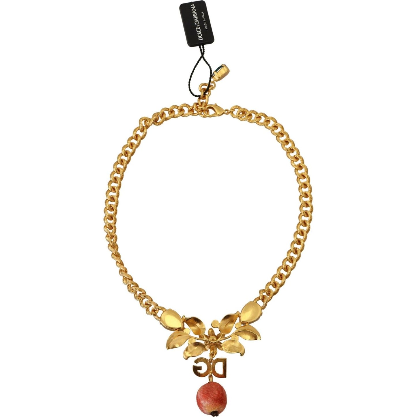 Dolce & Gabbana Elegant Gold-Tone Floral Fruit Necklace Dolce & Gabbana