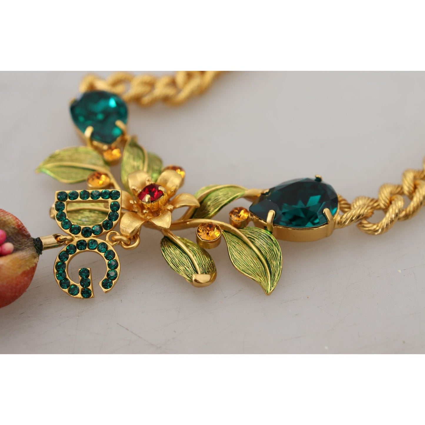 Dolce & Gabbana Elegant Gold-Tone Floral Fruit Necklace Dolce & Gabbana