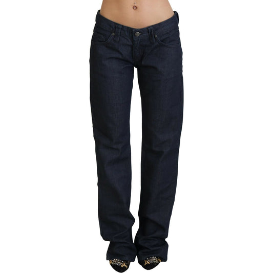 Exte Chic Dark Blue Low Waist Straight Cut Jeans Exte