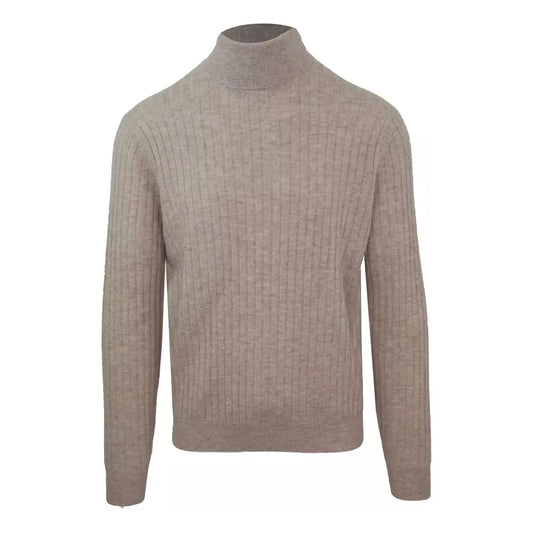 Malo Beige Cashmere-Wool Blend Turtleneck Sweater Malo