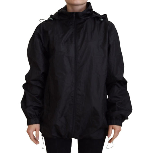 Sleek Black Nylon Bomber Jacket