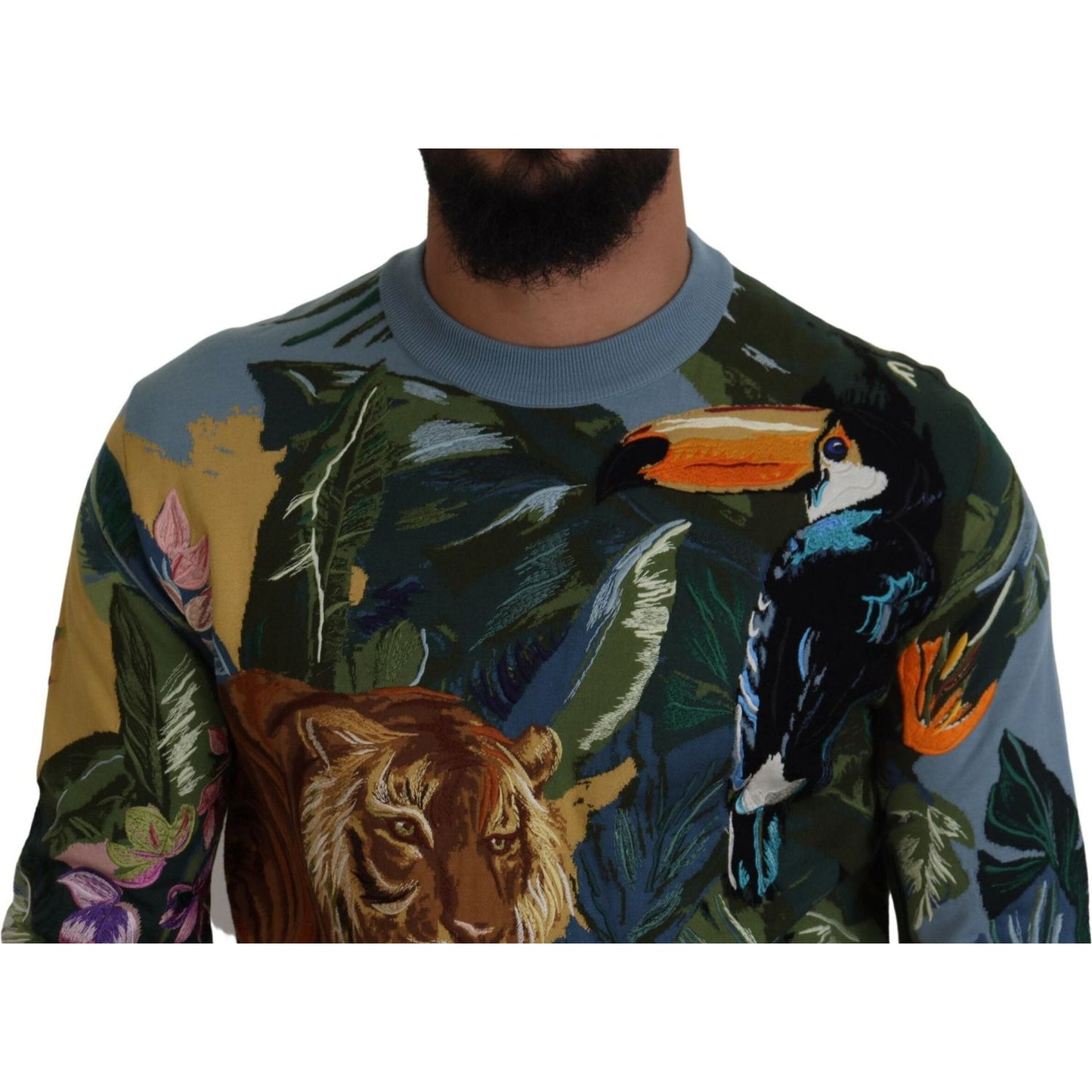 Dolce & Gabbana Jungle Embroidered Wool Silk Sweater Dolce & Gabbana