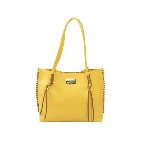 Chic Yellow Handbag with Golden Accents