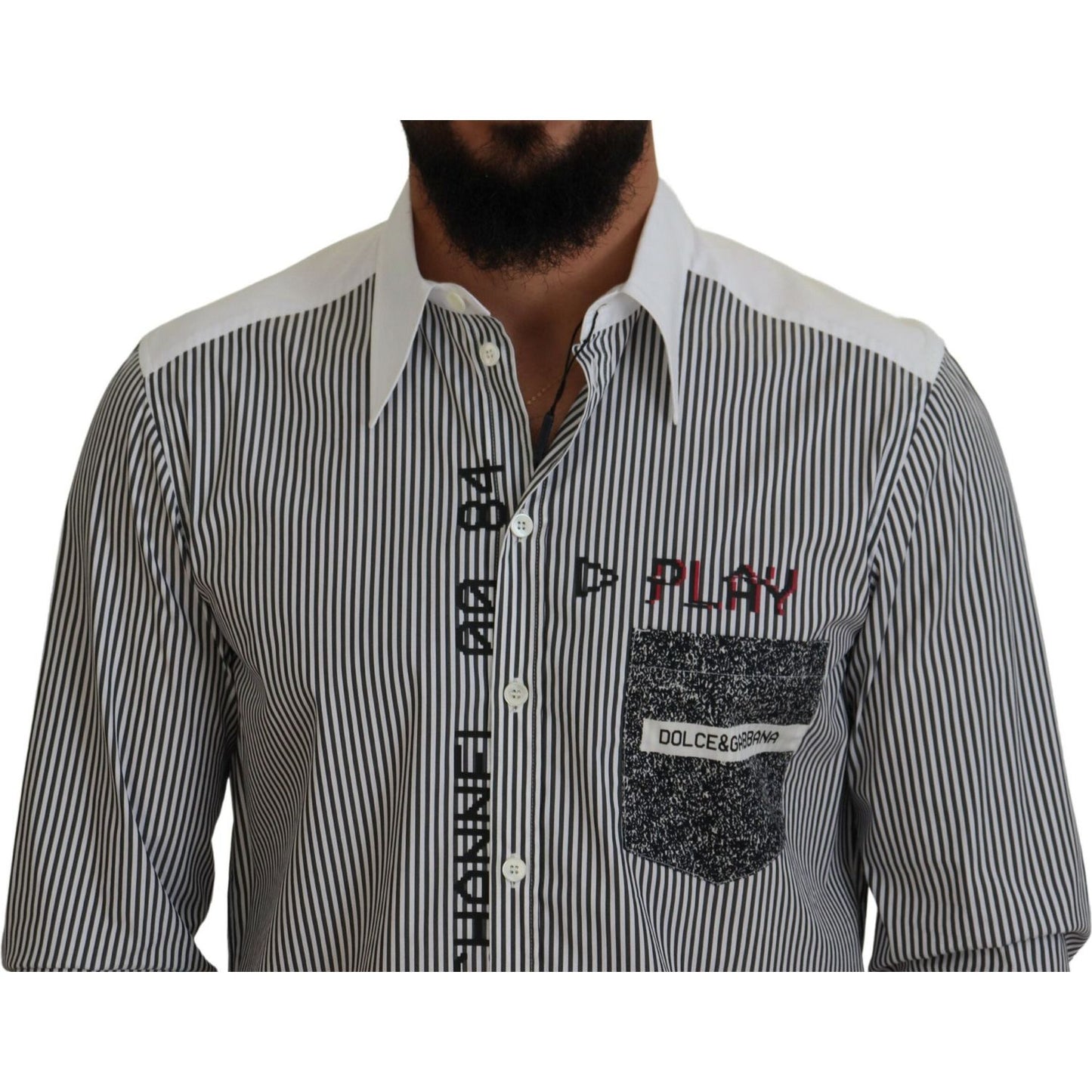 Dolce & Gabbana Classic Black and White Striped Button-Down Shirt Dolce & Gabbana