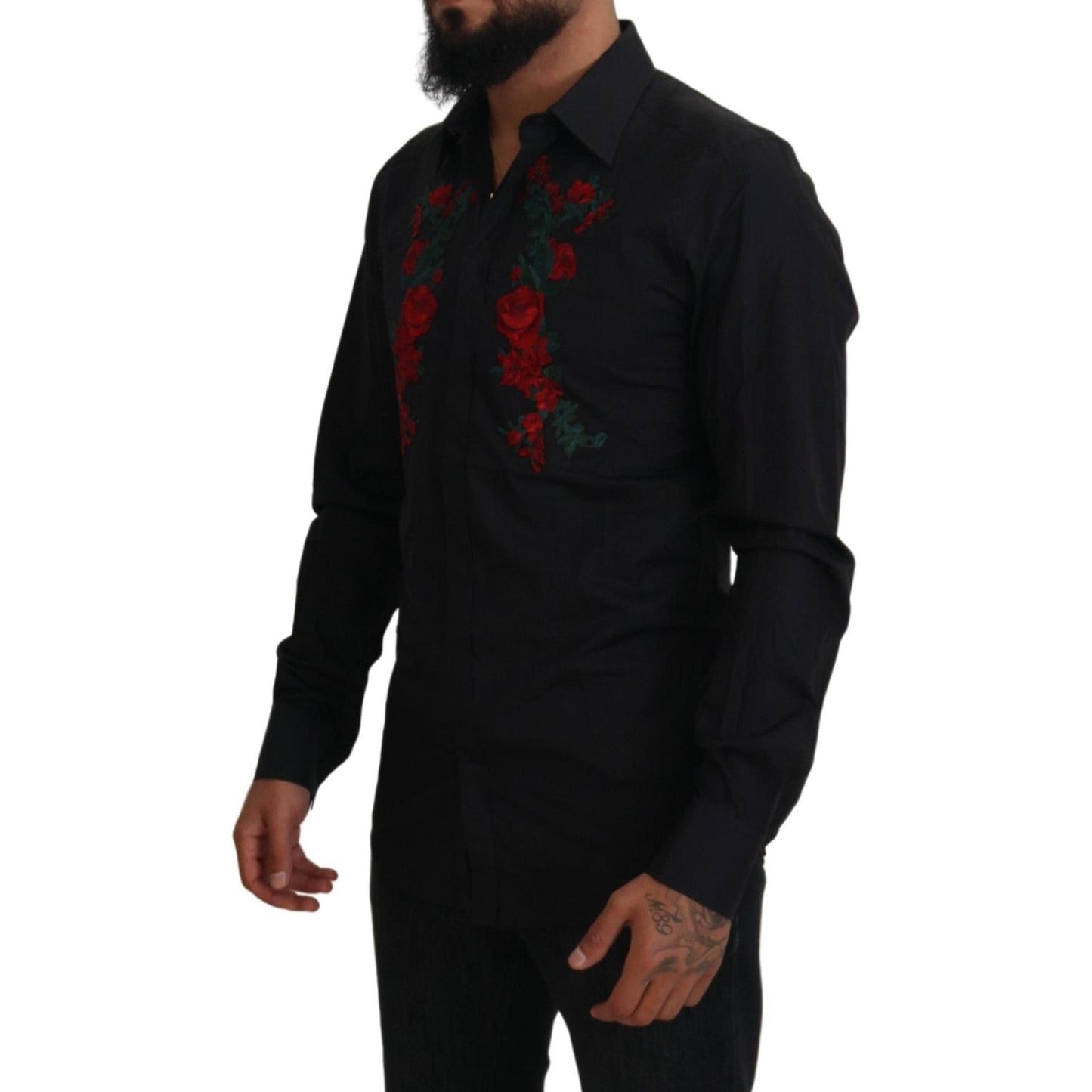 Dolce & Gabbana Elegant Floral Embroidered Cotton Shirt Dolce & Gabbana