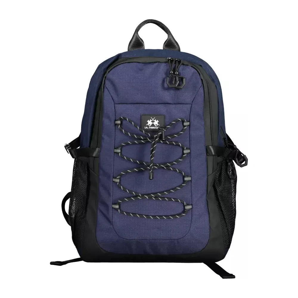 La Martina Blue Polyester Men Backpack La Martina