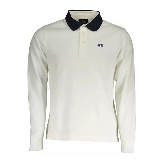 La Martina White Cotton Men Polo Shirt La Martina