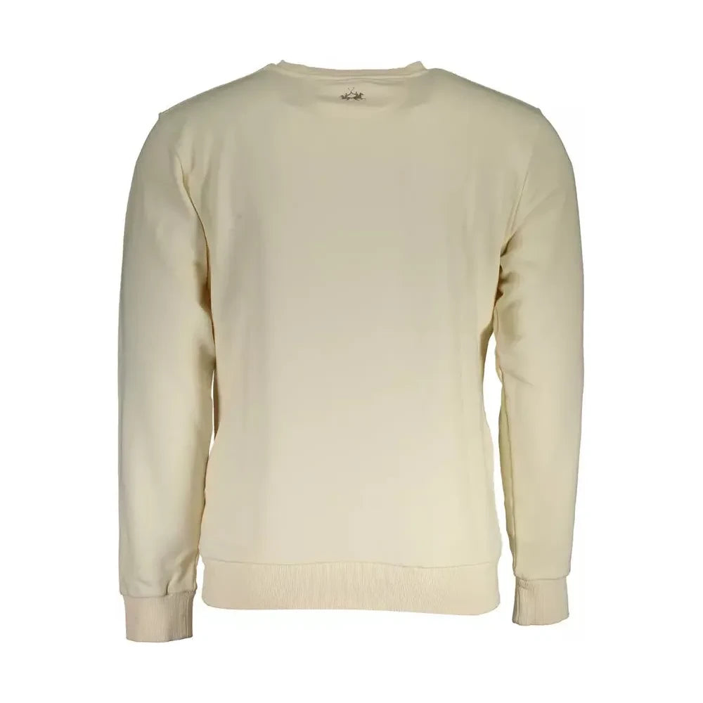 La Martina White Cotton Men Sweater La Martina