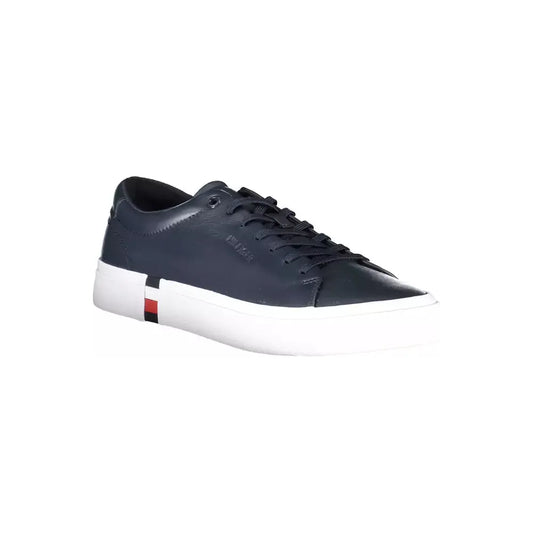 Tommy Hilfiger Blue Leather Men Sneaker Tommy Hilfiger