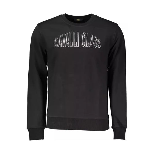 Cavalli Class Black Cotton Men Sweater Cavalli Class