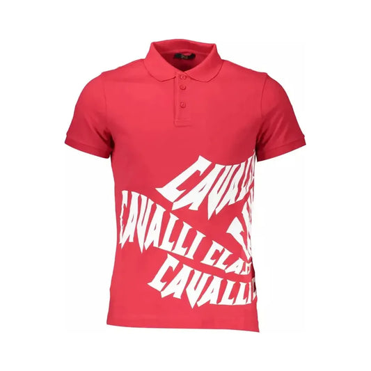 Cavalli Class Red Cotton Men Polo Shirt Cavalli Class