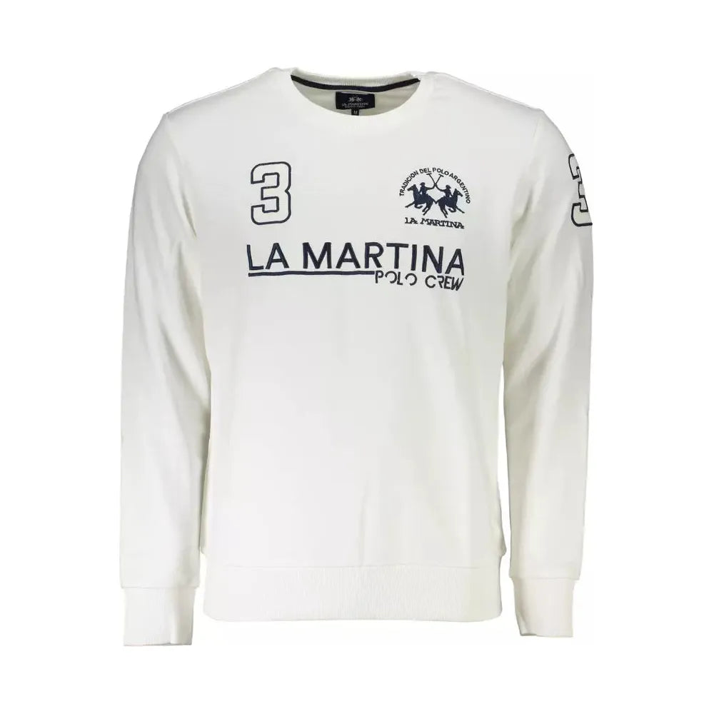 La Martina White Cotton Men Sweater La Martina