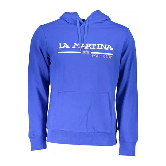 Chic Blue Embroidered Hooded Sweatshirt