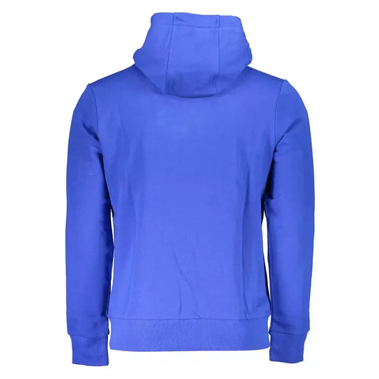 Chic Blue Embroidered Hooded Sweatshirt