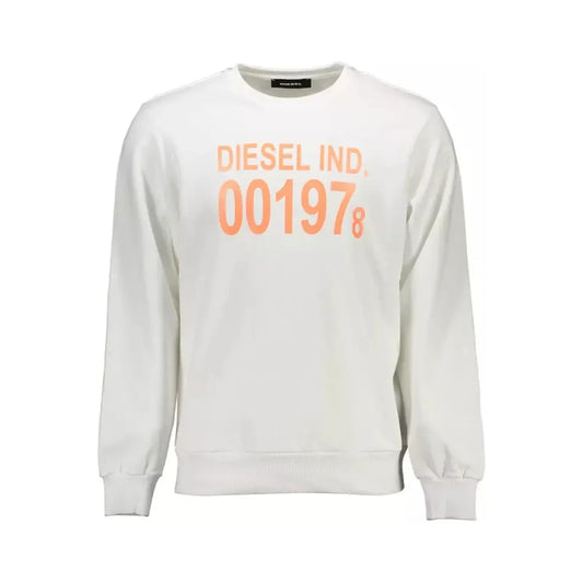 Crisp White Printed Cotton Sweatshirt