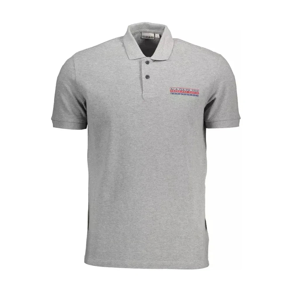 Napapijri Gray Cotton Men Polo Shirt Napapijri