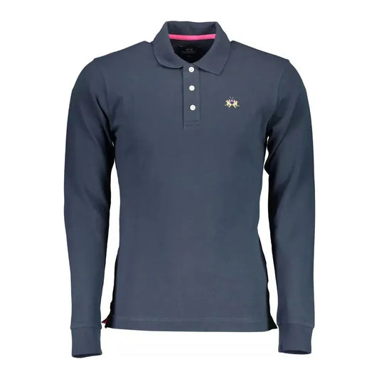 La Martina Blue Cotton Men Polo Shirt La Martina