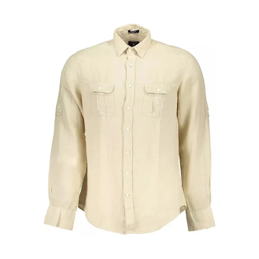 Gant Beige Linen Men Shirt Gant