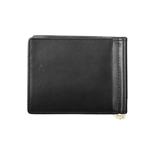 La Martina Black Leather Men Wallet La Martina